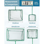 Pawfly green braided metal handle square aquarium net for fish tanks and small koi ponds