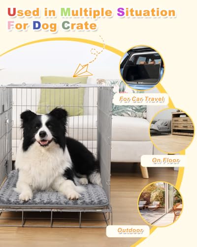 Dark Gray dog crate bed for medium to large dogs, 35" x 22", high resilience foam and anti-slip bottom