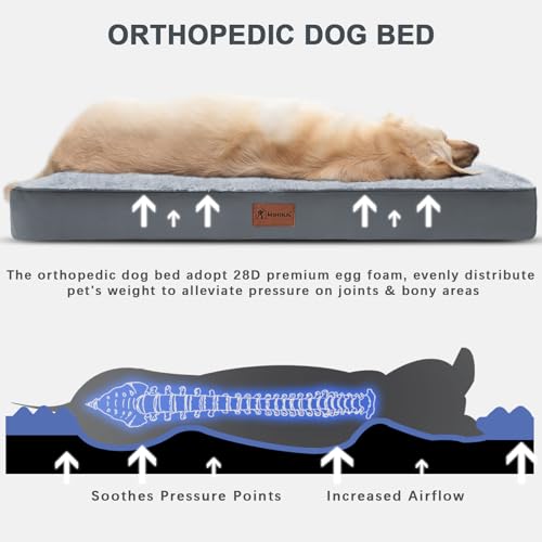mihiikk water proof dog bed medium size dog orthopedic beds crate grey 35x22 inch