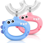 Toddler U Shaped Toothbrush for Kids Ages 1-2, 2-4, Baby Soft Silicone, 360° Mouth Cleaning Design, 2 PCS