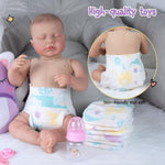 10 Pcs Reborn Baby Doll Diaper Bag Care and Feeding Set for 17-24 inches Reborn Dolls Newborn Baby Accessories with Unicorn Backpack Diapers Pacifier Bottle Comb