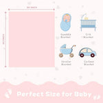yurhap fleece baby blanket heart checkered ultra soft cozy for girls boys, 30”x40” light pink