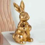 Easter Bunny Gold Bunny Figurines, 4PCS Spring Decors Easters Centerpieces for Tables Sculptures Home Decors, Easter Decorations for Home