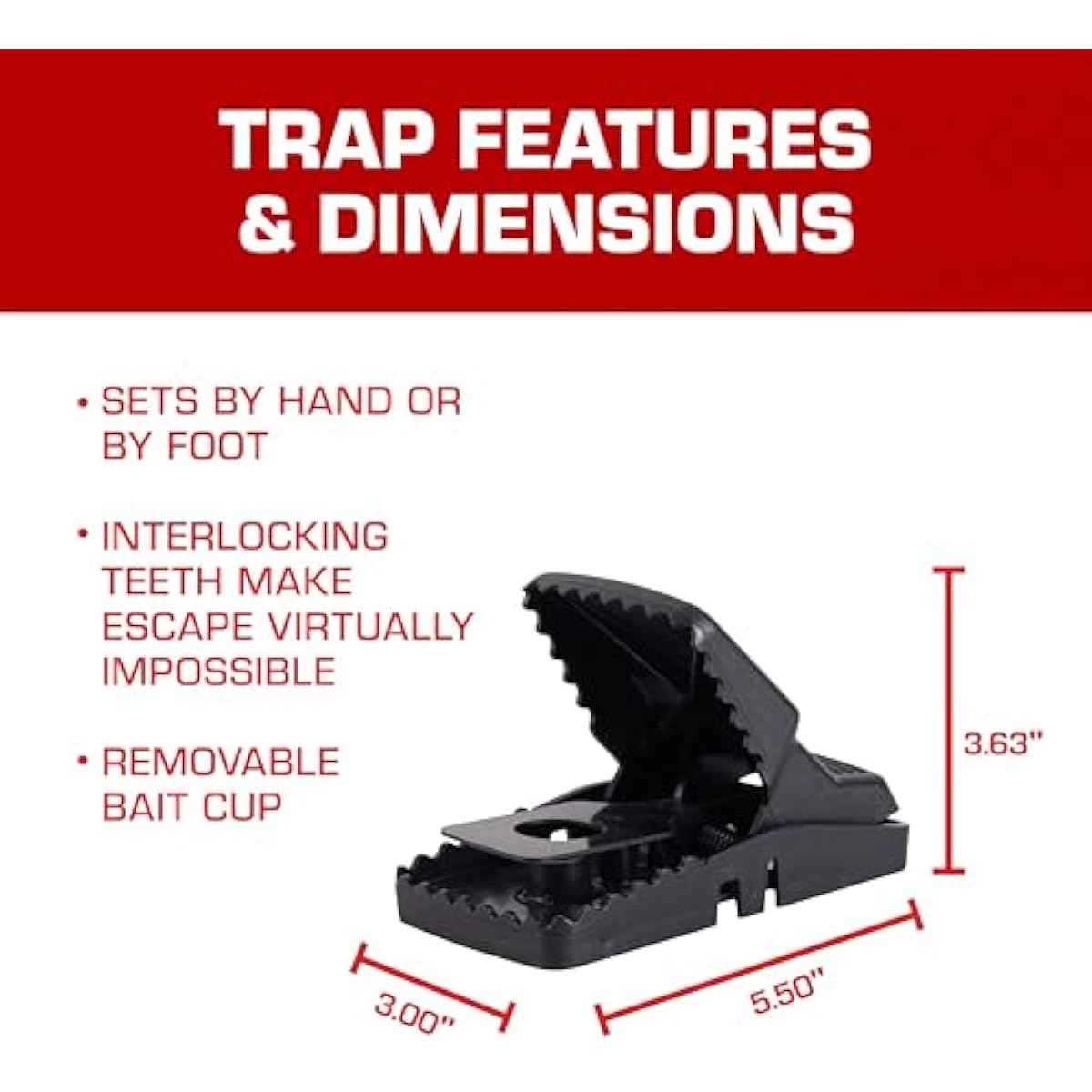 Tomcat Rat Snap Trap, 1 Rat Size Trap - Reusable - Effectively Kill Rats - Ideal for Home and Farm Use