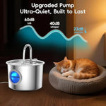 Cat Water Fountain Advanced 304 Stainless Steel 2.2L/74oz with Detachable Tank, Easy to Clean
