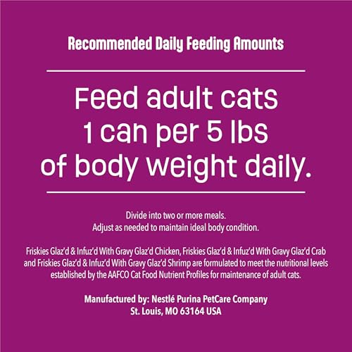 purina friskies glaz'd and infuz'd wet cat food variety pack with chicken, crab, or shrimp in gravy - 5.5 oz, pack of 12