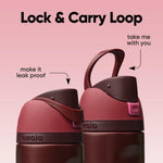 Insulated stainless steel water bottle with straw for travel and outdoor use