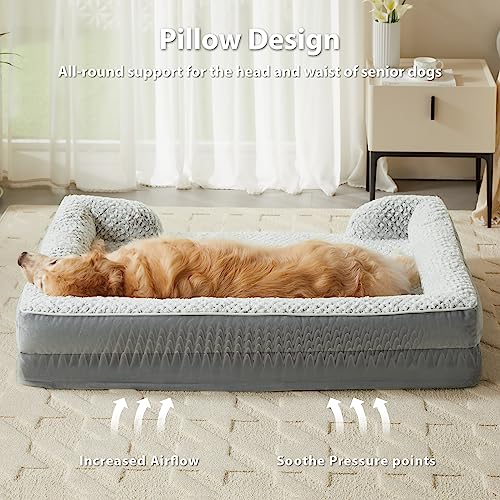 Large Orthopedic Dog Bed with Egg Crate Foam and Waterproof Pillow Cover, Grey, 36" x 27" x 6.5"