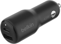 Belkin 42W Dual Port Fast Car Charger with USB-C and USB-A Ports