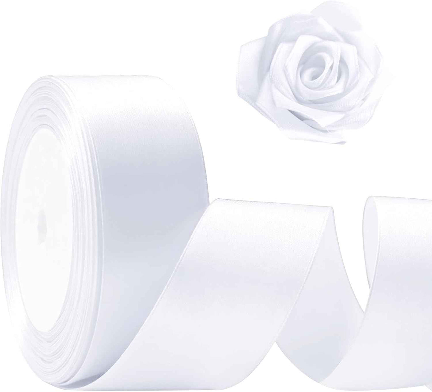 25 Yards Red Satin Ribbon 1 1/2inch, Single Face Polyester Silk Fabric Hair String Ribbon for Craft, Flower Bouquets, Gift Wrapping, Wedding, Bow Making and Valentines Decoration