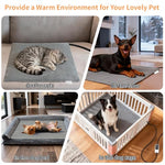 Bezemuru pet heating pad for dogs and cats, waterproof 18x16 in, 6-temp & timer, chew-resistant cord