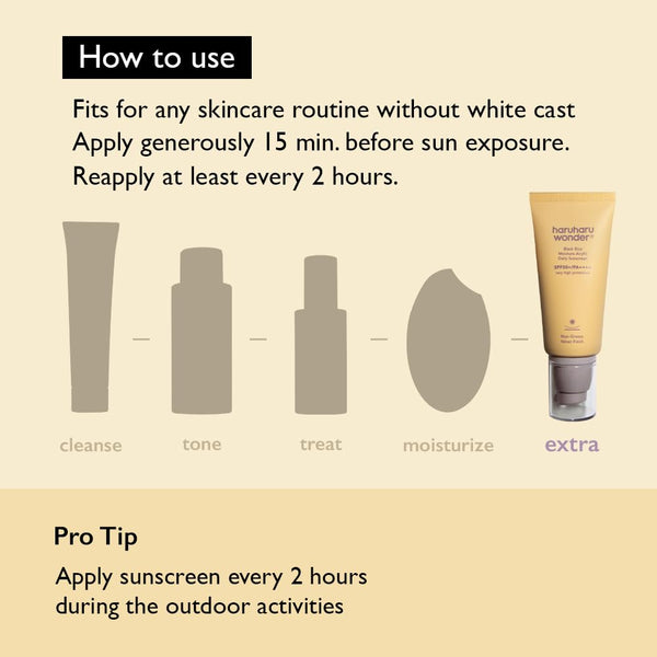 Haruharu Wonder Black Rice Moisturizing Daily Sunscreen, 1.69fl.oz, Velvet Finish, No White Cast, Vegan, Clean Beauty