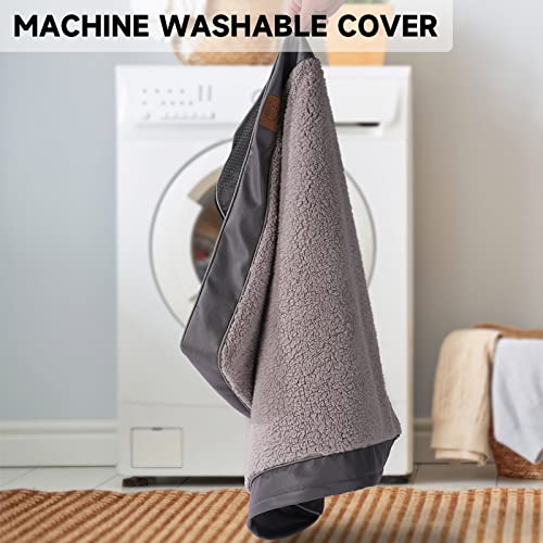sunheir washable large dog bed cover soft plush waterproof 35x22x3 inches grey