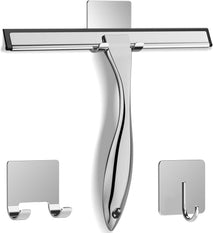 docrok stainless steel shower squeegee with silicone blade for streak free cleaning on glass and mirrors