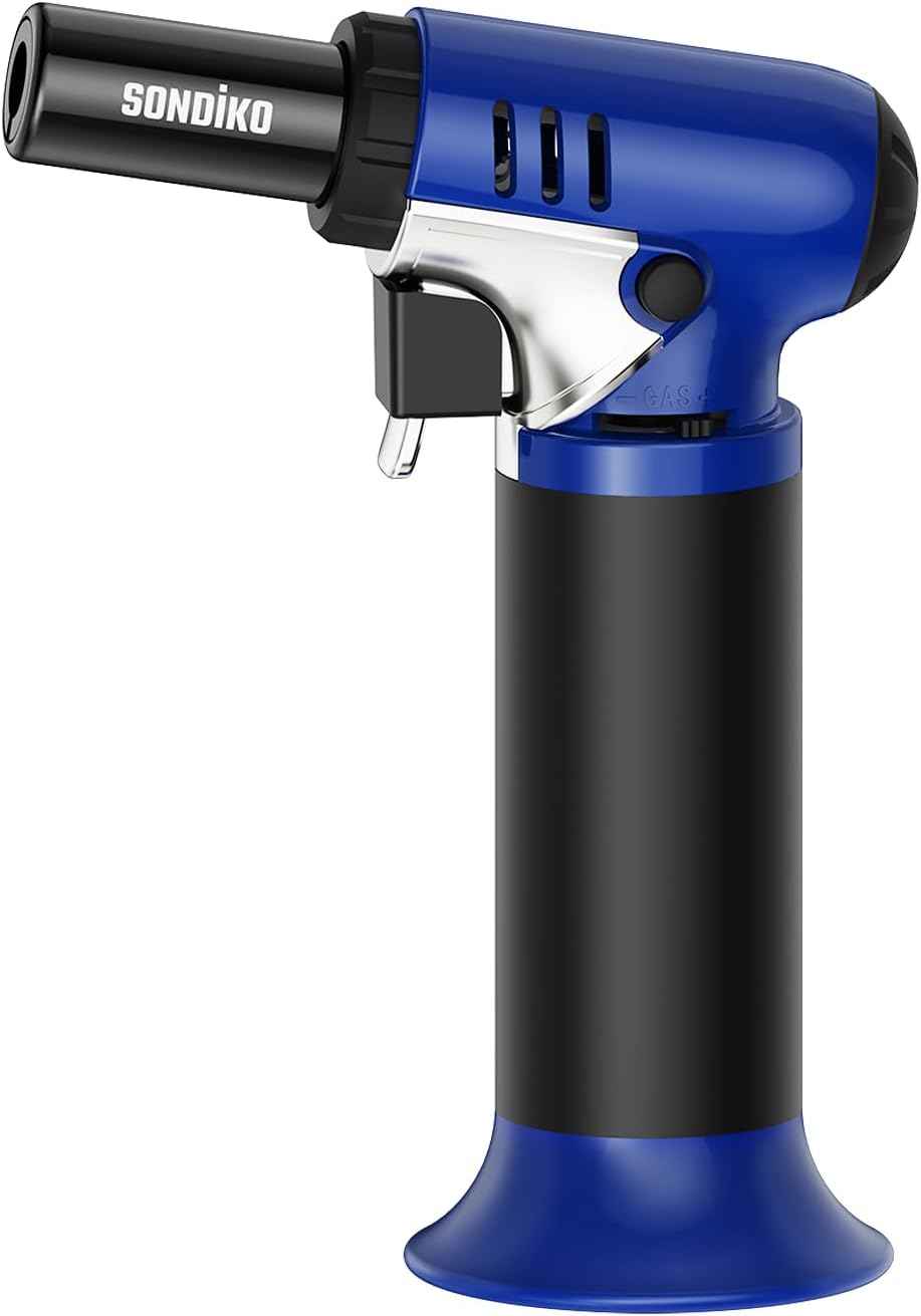 Sondiko Butane Torch Lighter with Fuel Gauge, Refillable Soldering Torch with Adjustable Flame for Welding, Resin Art, Industrial(Butane Gas Not Included)