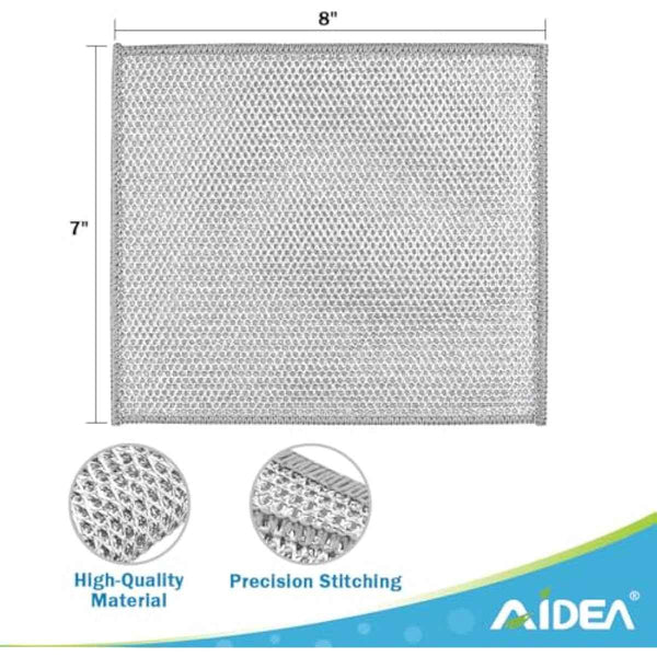 AIDEA Non Scratch Wire Dishcloth 24PK, Wire Dishwashing Rag for Wet and Dry, Washable Dish Rags No Odor, Cleaning Pads Steel Scrubber for Cookware, Sinks, Dishes, Stove Tops, 7"×8"