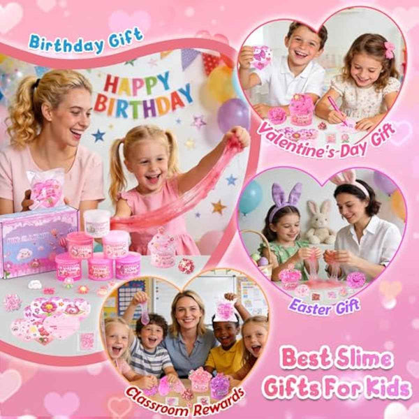 6 Pack Slimes, Pink Slime Kids, Cloud Slime kit for Girls Ages 8-12, Toys for Girls and Boys, for Kids Slime Set Party kit Goodie Bag Stuffers, 4 5 6 7 8 9 10 Year Old Girl Birthday Gift Cute Stuff