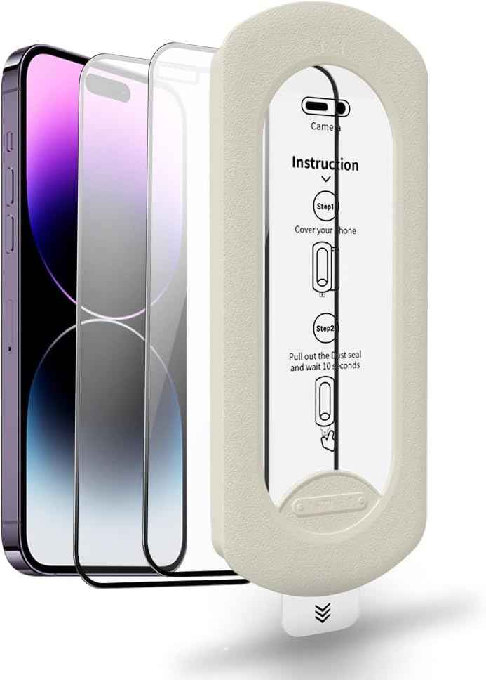 tempered glass screen protector for iPhone 17 with Auto-Alignment Kit, Auto Dust, 9H+ Military Grade Shatterproof, Glass Film, HD Clear, Case Friendly