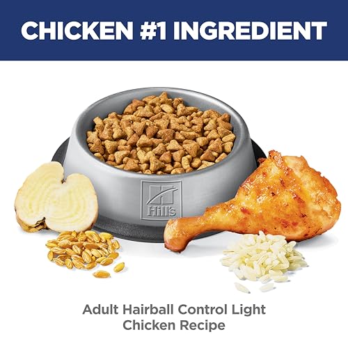 Hills Science Diet Adult 1-6 Weight Management Dry Cat Food, Hairball Control Support, Chicken Recipe, Light, 7 lb Bag