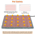 GASUR 18''x16'' Waterproof Heated Cat Bed with Timer and Adjustable Temperature for Small Cats and Dogs