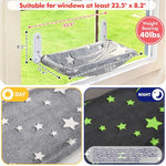 Cat Window Perch, Glow in The Dark Cordless Foldable Pet Hammock Bed for Window with Sturdy Metal Frame, Glowing Stars Pattern Resting Seat for Indoor Cats (Stars - M)