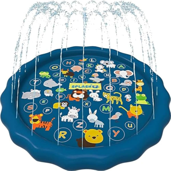 60-inch SplashEZ 3-in-1 kiddie pool and sprinkler for toddlers and babies, BPA-free water play mat for outdoor learning