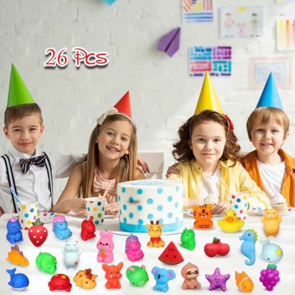 Squishies, 26 Pack Mochi Squishy Toys - Kawaii Cat Squishys Slow Rising Animals - Party Favors, Goodie Bag, Birthday Gifts, Mini Squishies Stress Reliever Toy
