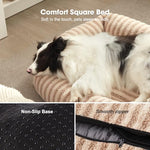 mixjoy beige small dog cat bed washable removable cover soft calming indoor sofa bed 20x19x6
