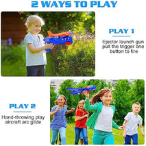 3 Pack Airplane Launcher Toys, 2 Flight Modes LED Foam Glider Catapult Plane, Outdoor Flying Toy for Kids, Birthday Gifts for Boy Girl 3+ Year Old, B-Day Party Supplies