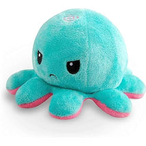 TeeTurtle Reversible Octopus Plushie - 4-Inch Pink + Aqua Two-Sided Flip Plush Toy with Embroidered Details - Cute Mini Collectible Plush for Kids, Teens, and Adults