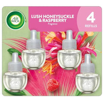 Air Wick plug in scented oil refill, honeysuckle & raspberry, 4 count, essential oils