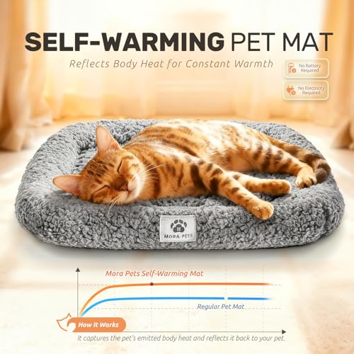 mora pets self warming cat bed self heating pet pad with bolster and foam grey 20 inch