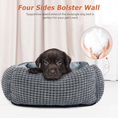MIXJOY dog bed for large, medium, small dogs, 20 inch grey washable sleeping bed with anti-slip bottom