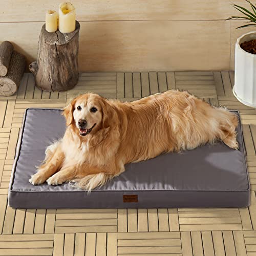 BFPETHOME grey waterproof large dog bed for medium, large and extra large dogs with orthopedic egg crate foam
