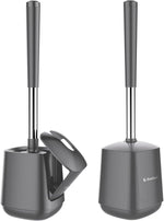 Setsail toilet brush and holder set, self-closing lid, long handle, easy cleaning, bathroom cleaning essentials