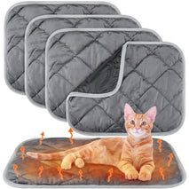 gray 16x20 self heating cat pad, 4 pack, washable pet bed for cats and dogs