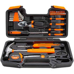 39 Piece Tool Set with Plastic Toolbox Storage Case, Orange