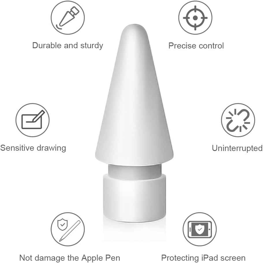 Replacement Tips for Apple Pencil 2nd Generation/ 1st Generation Tips, iPencil Nibs Accessories for iPad Pro Pencil 2/1 Gen(4 Pack)
