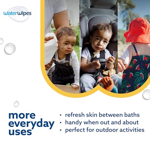 WaterWipes Sensitive+ Bathing Wipes, 3-In-1 Cleans, Cares, Protects, Unscented, Hypoallergenic, 99.9% Water, 16 Count, 1 Pack