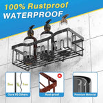 EUDELE 5-Pack Rustproof Stainless Steel Adhesive Shower Caddy, Large Capacity Bath Organizers for Bathroom Storage & Decor