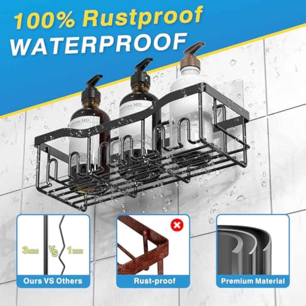 EUDELE 5-Pack Rustproof Stainless Steel Adhesive Shower Caddy, Large Capacity Bath Organizers for Bathroom Storage & Decor