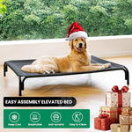 elevated dog bed for large dogs, black, 43.3 inches, no tools required, washable mesh, anti-slip feet