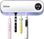 Takoo Toothbrush Cleaner, 4 Slots Wall Mounted Toothbrush Holder for Bathroom, Smart Hot Air Drying Technology, Rechargeable Smart Home Gadget