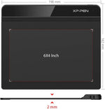 xppen starg640 6x4 inch digital art tablet battery-free stylus pen mac windows chromebook
