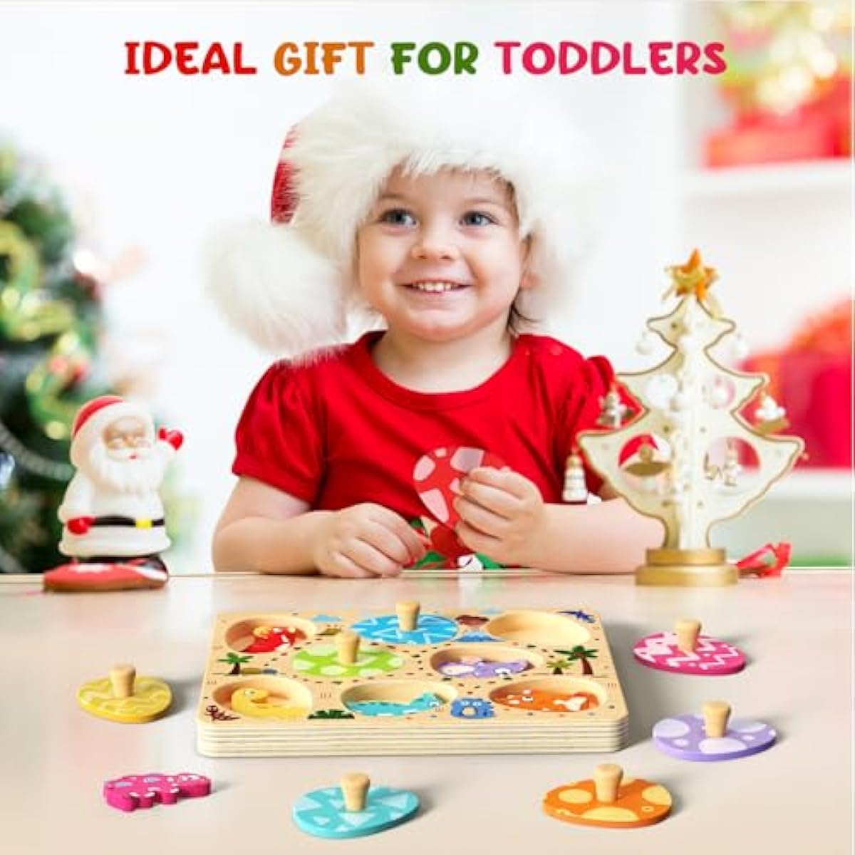 Wooden Puzzles for Toddlers, 8 Pcs Dinosaur Matching Egg Puzzle, Montessori Toys for Boy Girl Easter Birthday Gifts, Preschool Learning Activities & Educational Toys for Boys, Girls