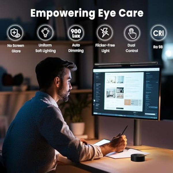 Quntis computer monitor lamp for eye caring with auto-dimming and touch control