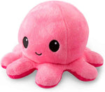 TeeTurtle Reversible Octopus Plushie - 4-Inch Pink + Aqua Two-Sided Flip Plush Toy with Embroidered Details - Cute Mini Collectible Plush for Kids, Teens, and Adults