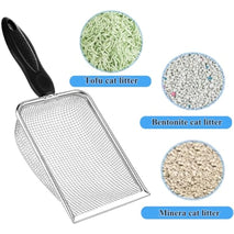 itPlus Stainless Steel Cat Litter Scoop with Mesh Scooper Long Handle Shovel Sifter for Clumping Litter