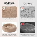 Bedsure calming medium size dog bed, 30 inches donut washable plush faux fur pet bed, fits up to 45 lbs pets, camel