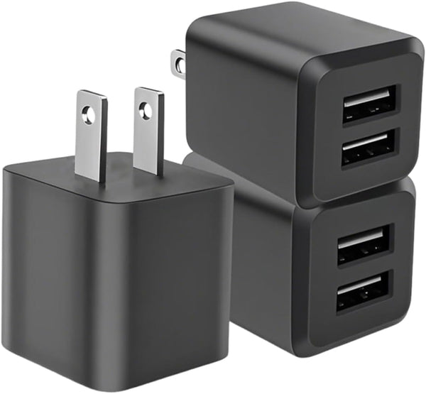 Dual Port USB Wall Charger with 3-Pack